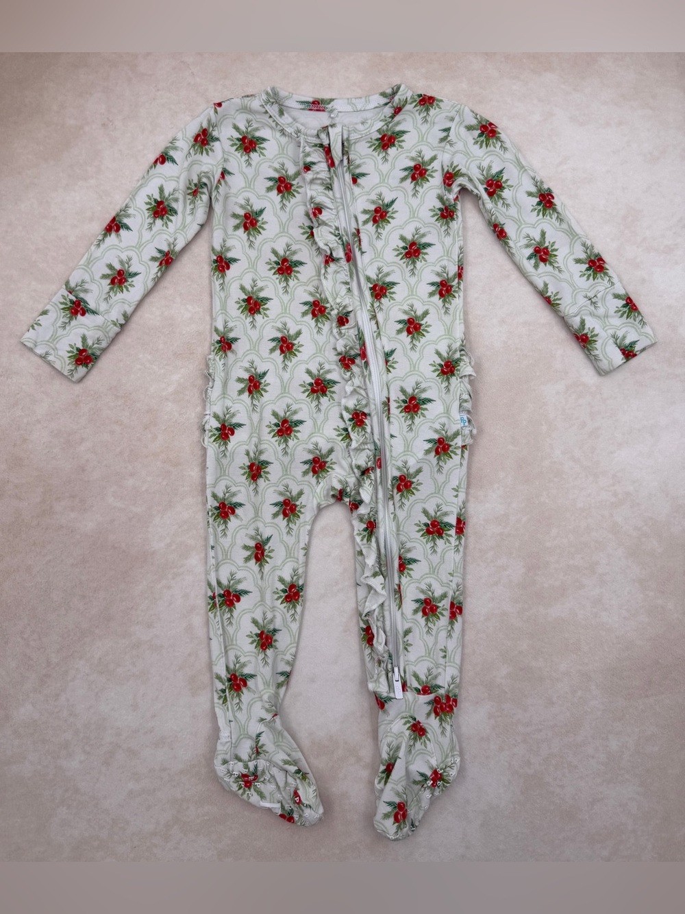 Posh Peanut Holly Berries Ruffle Footie